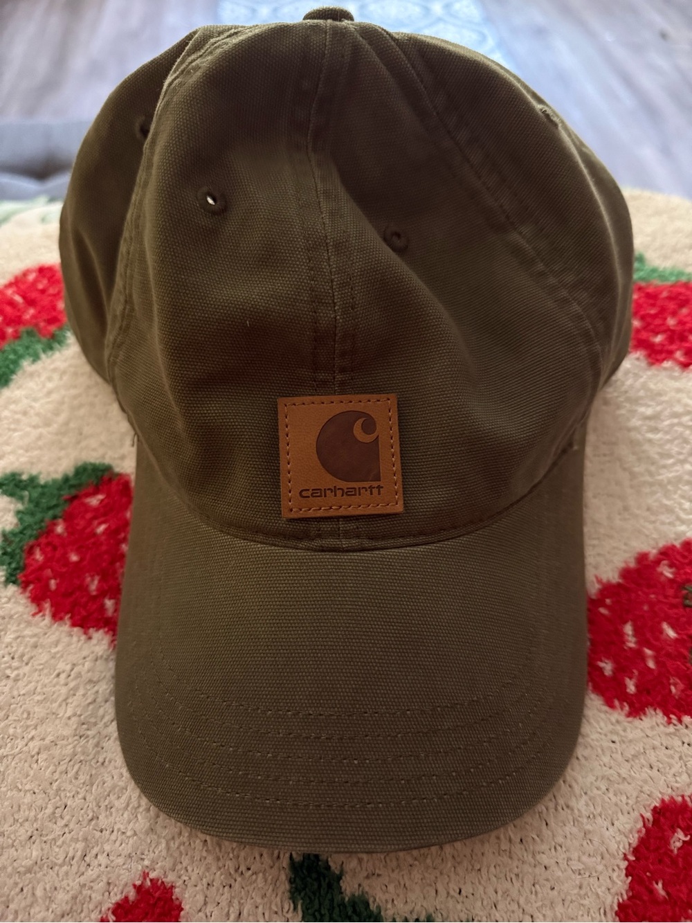 Carhartt Olive Green Canvas Logo Patch Cap